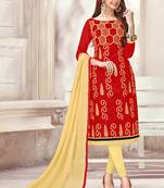 Red resham embroidery cotton salwar