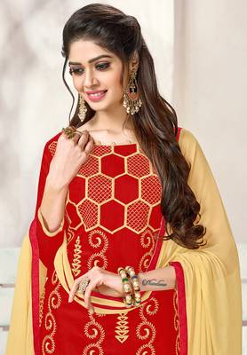 Red resham embroidery cotton salwar 2