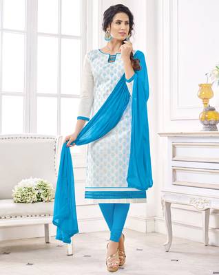 White resham embroidery cotton salwar 1