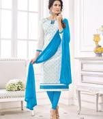 White resham embroidery cotton salwar