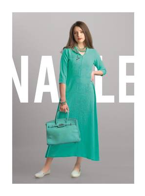 Sky blue embroidered jute cotton kurtis 1