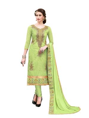 Light-green resham embroidery chanderi salwar 1