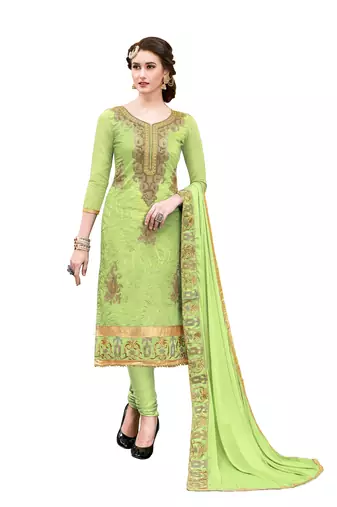 Light-green resham embroidery chanderi salwar