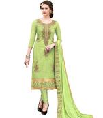 Light-green resham embroidery chanderi salwar