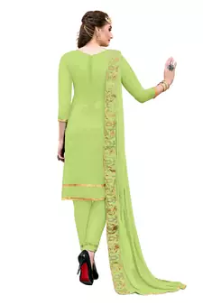 Light-green resham embroidery chanderi salwar