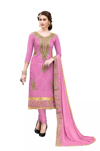 Light-pink resham embroidery chanderi salwar