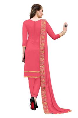 Light-Red Resham Embroidery Chanderi Salwar 2