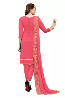 Light-Red Resham Embroidery Chanderi Salwar