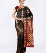 Black Hand Woven Pure Silk Saree With Blouse