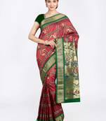 Rust Hand Woven Pure Silk Saree With Blouse