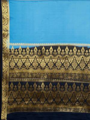 Blue Hand Woven Art Silk Saree With Blouse 2