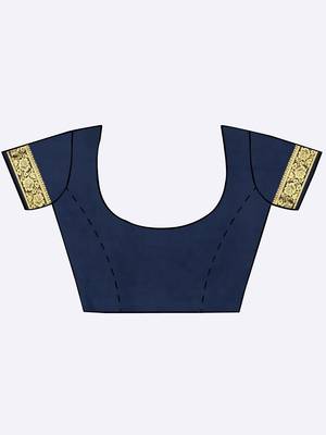 Blue Hand Woven Art Silk Saree With Blouse 3