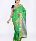 Light Green Hand Woven Art Silk Saree With Blouse
