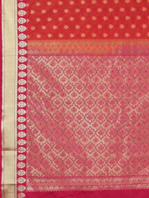Rust Hand Woven Art Silk Saree With Blouse 2