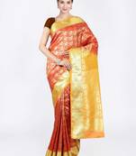 Red Hand Woven Art Silk Saree With Blouse