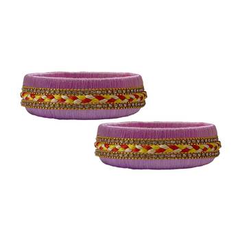 Pink pearl bangles silk thread 1