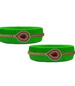 Green pearl bangles silk thread