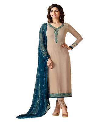 Cream embroidered georgette salwar 1