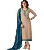 Cream embroidered georgette salwar