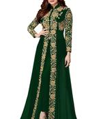 Green embroidered georgette Anarkali Suit