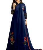 Blue embroidered georgette Anarkali Suit