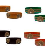 Handmade silk thread multicolor pearl bangles