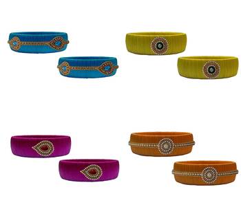 Handmade silk thread multicolor pearl bangles 2