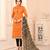 Orange embroidered
 jacquard salwar