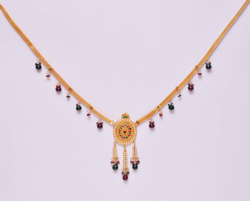 Ethnic Red Green Gold Pearl Challa Belly Hips Chain Waistbelt Kamarpatta