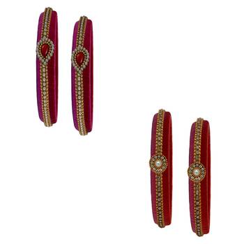 Multicolor pearl bangles silk thread  1