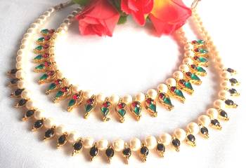 Multi color With Black pearl necklace set 1