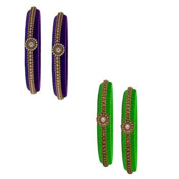 Multicolor pearl bangles silk thread  2