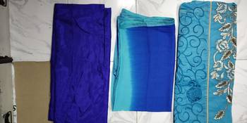  Sky Blue embroidered chanderi unstitched salwar Suit with dupatta  3