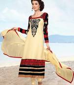Ivory printed georgette unstitched salwar with dupatta
