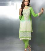 Green embroidered nazneen unstitched salwar with dupatta