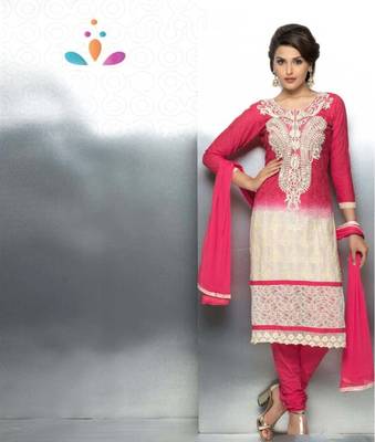 Magenta embroidered nazneen unstitched salwar with dupatta 1