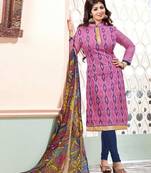 pink embroidered chanderi unstitched salwar with dupatta