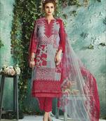 Grey digital print georgette unstitched salwar with dupatta