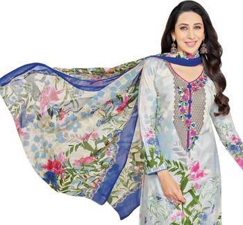 Multicolor Glaze Cotton Printed & Embroidered Women's Salwar Suit 4