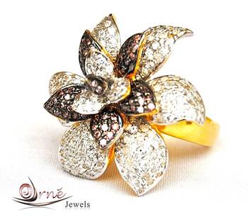 Diamond Wine Floral Cocktail Ring 1