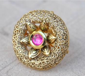 Intricately Designed Cocktail Finger Ring Studded with Ruby 1