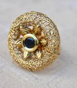 Intricately Designed Cocktail Finger Ring Studded with Black Onyx