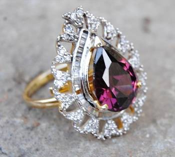 Pink Drop Diamond Cocktail Ring 1