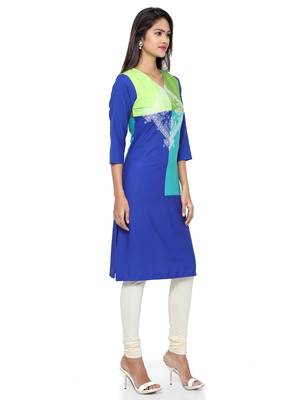 Blue Printed Crepe  Ethnic Kurtis 2