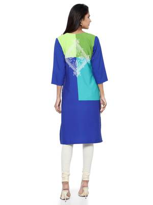 Blue Printed Crepe  Ethnic Kurtis 3
