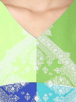 Blue Printed Crepe  Ethnic Kurtis 4