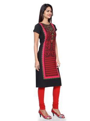 Black Printed Crepe  Ethnic Kurtis 2
