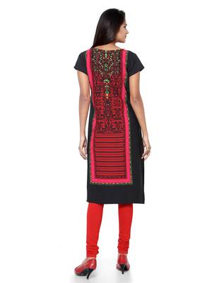 Black Printed Crepe  Ethnic Kurtis 3