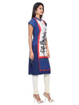 Blue Printed Crepe  Ethnic Kurtis 2