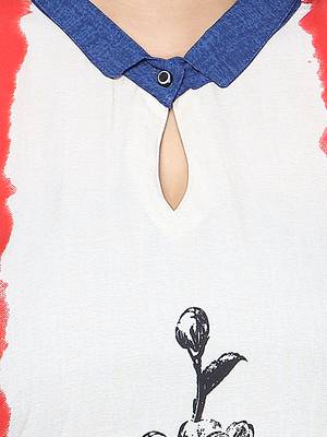 Blue Printed Crepe  Ethnic Kurtis 4
